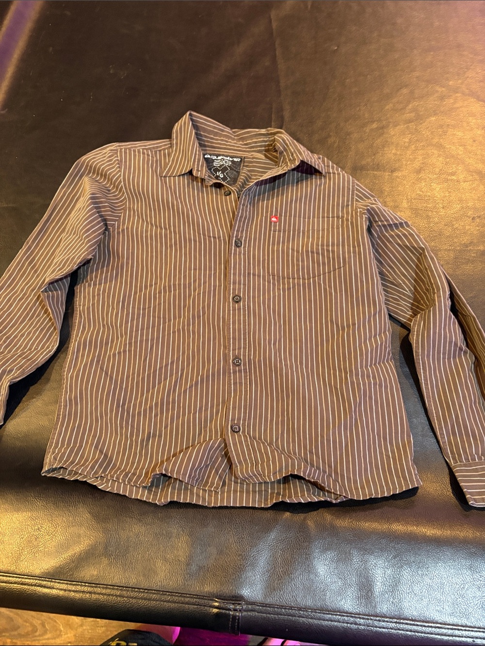 Quiksilver Brown Striped Button-Down Shirt